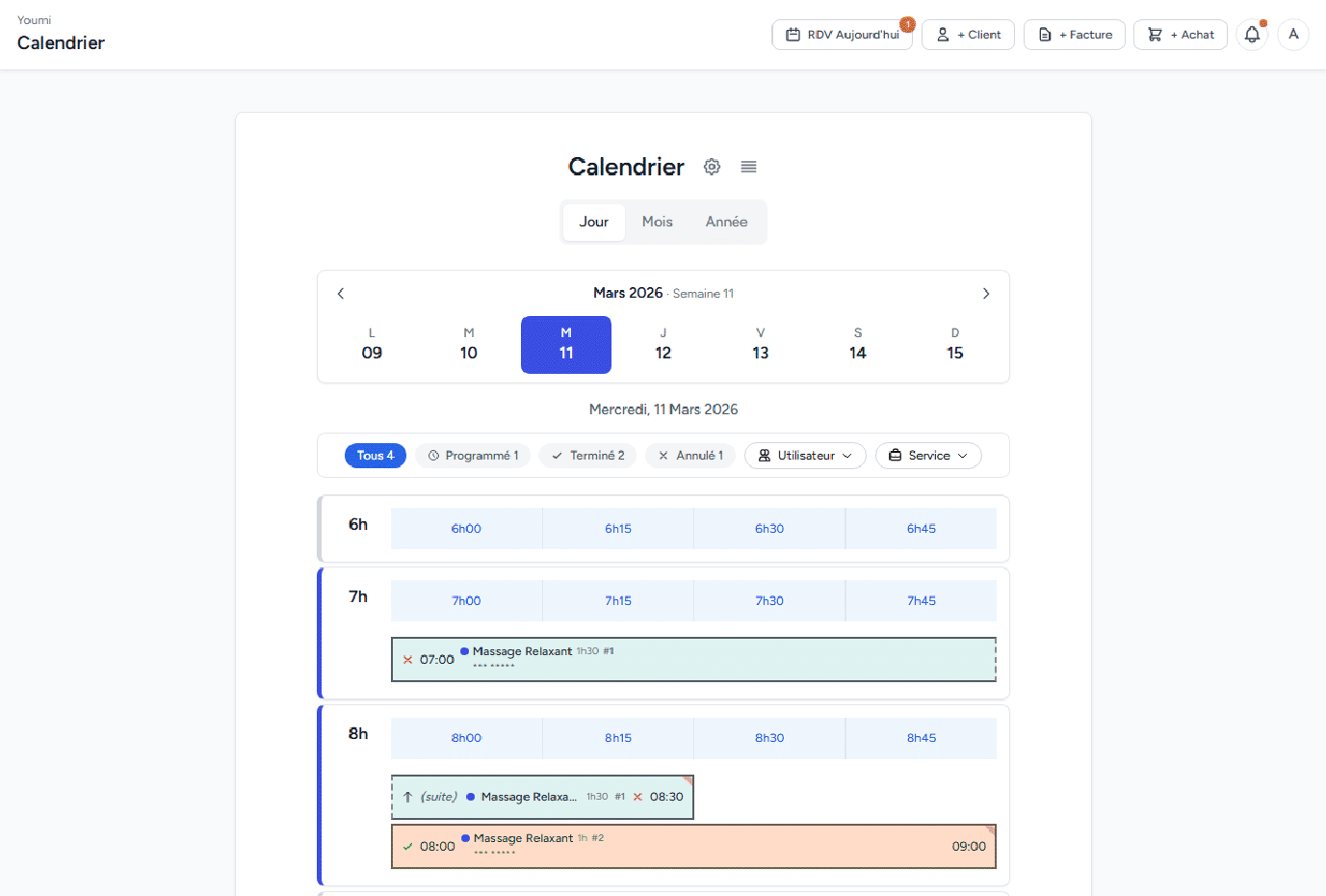 Calendrier intelligent sans collision